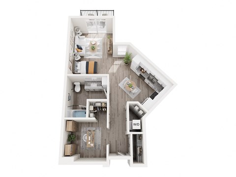 Floor plan for studio, 1 bath, 766 sqft
